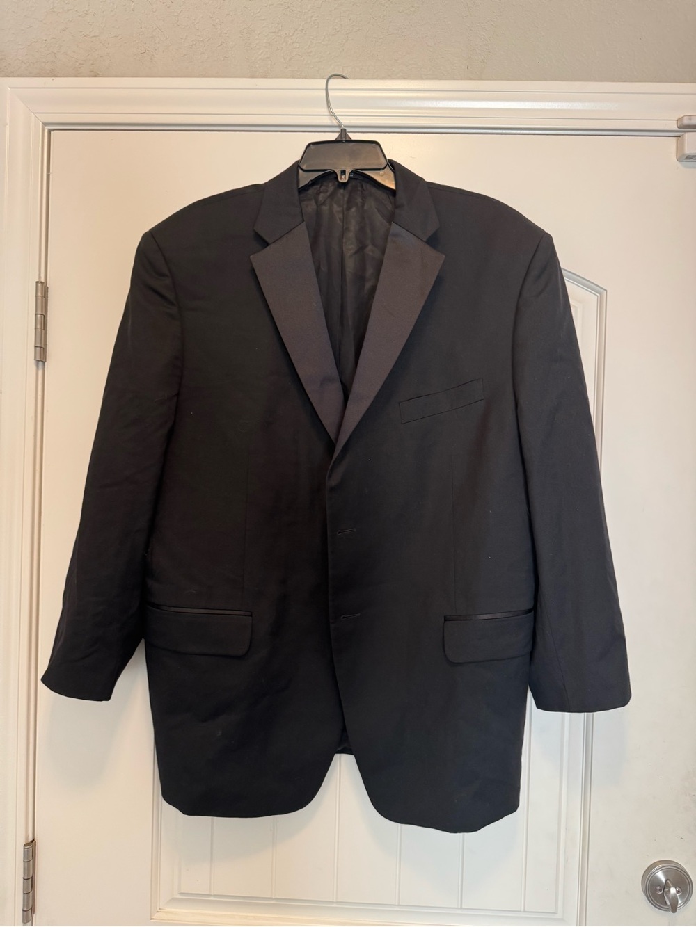 Jones New York Men's 100% Wool Black Tuxedo Jacket Formal Satin Notch Lapel 46